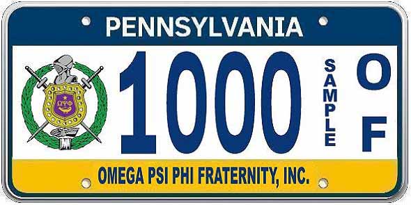 OMEGA PSI PHI FRATERNITY, INC. specialty plate. 